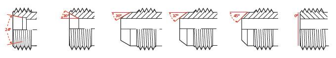 angles de surface d’étanchéité, identification du raccord, jauge, projecteur de profil, surfaces d’étanchéité d’angle